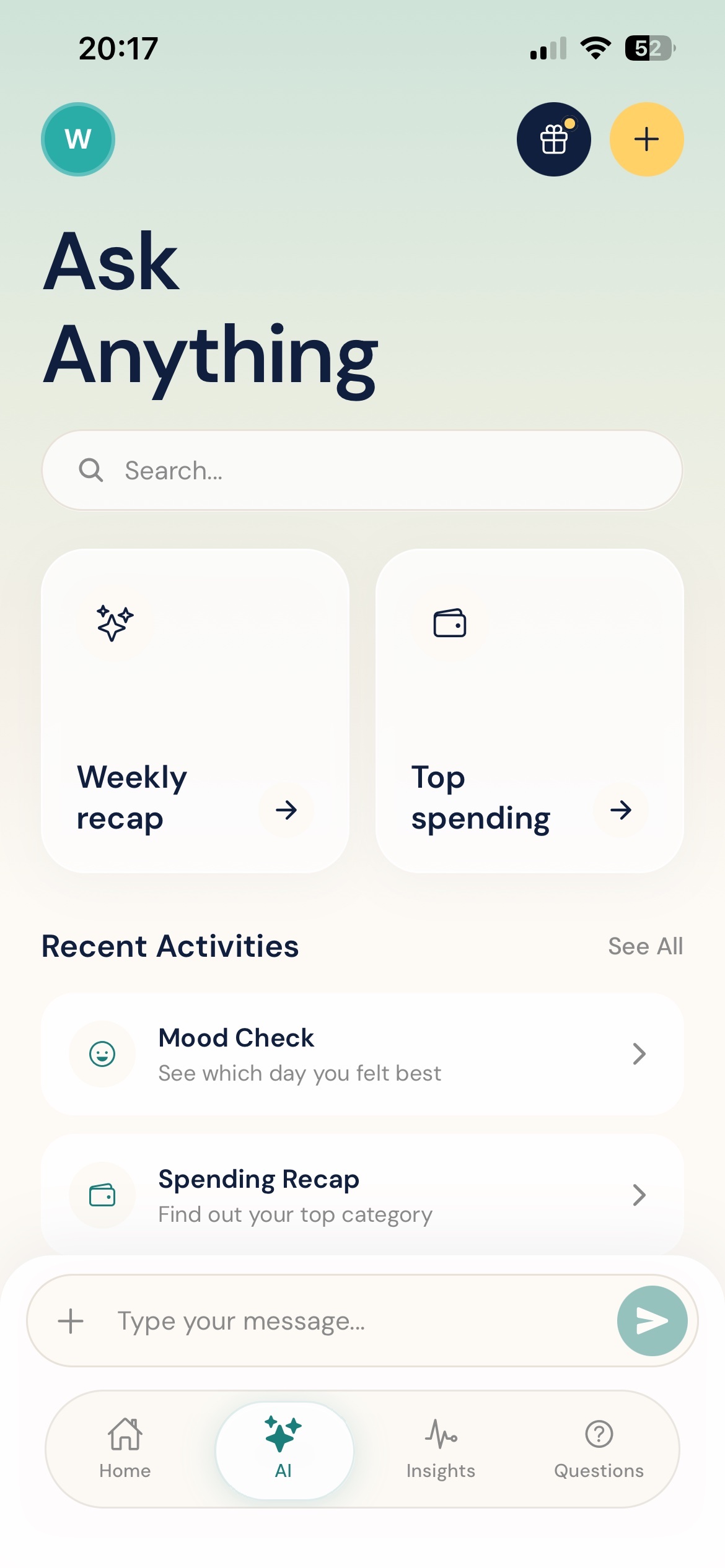 AI companion screen